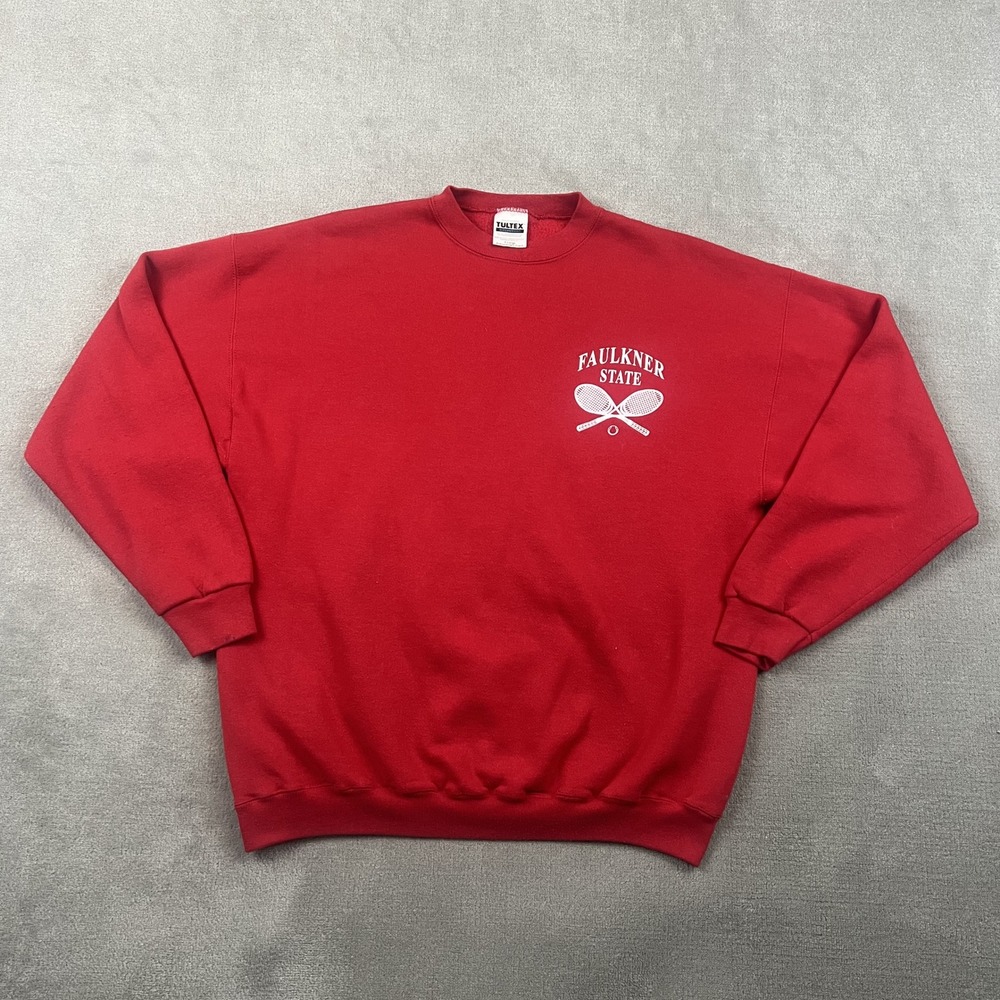 Tultex Sweatshirt Mens XL Red Faulkner State Tennis Vintage 90s Made in USA